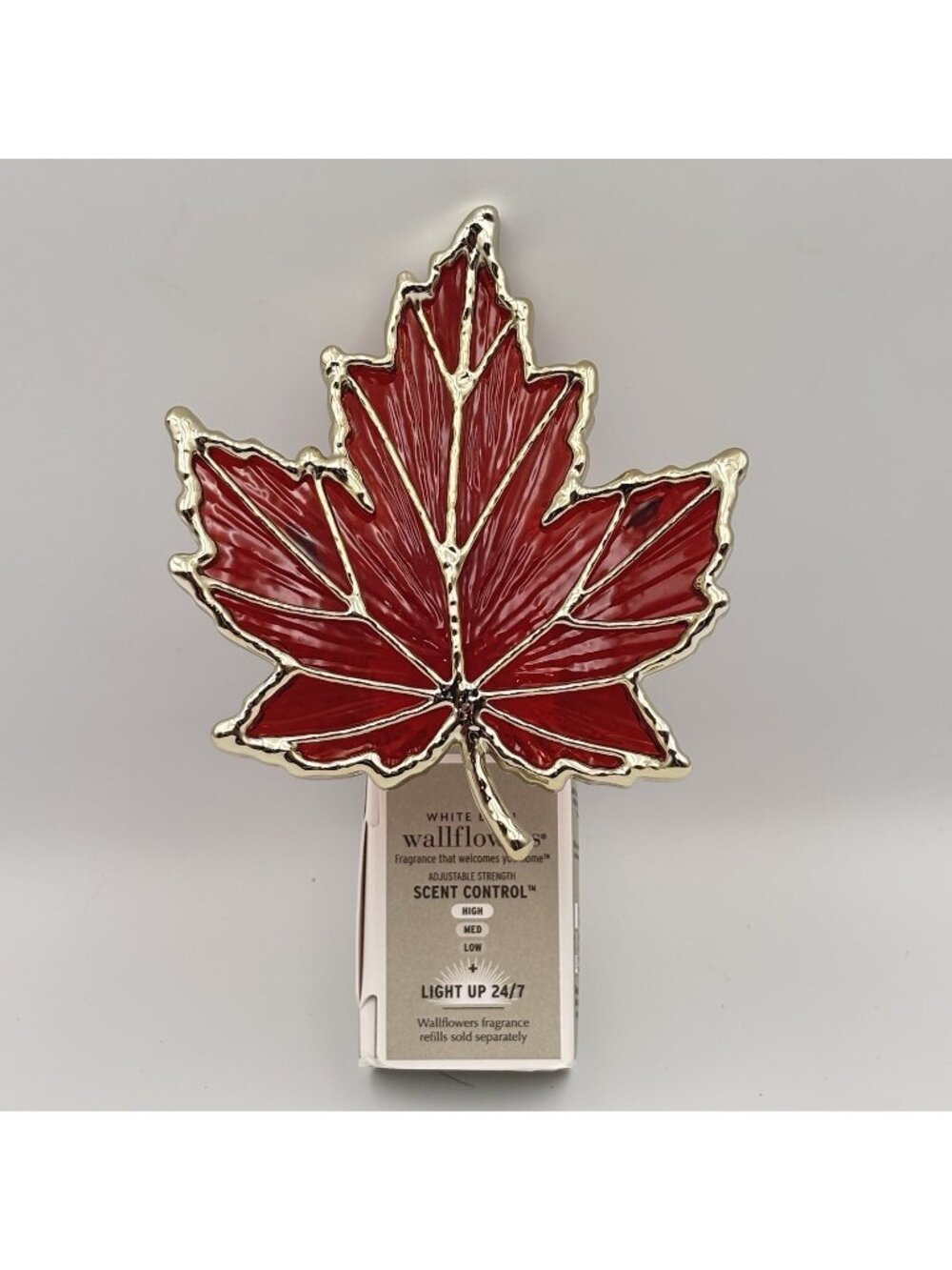 Bath & Body Works Fall Maple Leaf Wallflower Plug In Light Up Scent Control Red